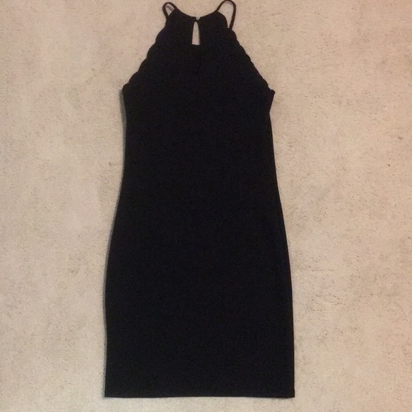 Free Press Scalloped Halter Bodycon Dress BLACK - Picture 6 of 6